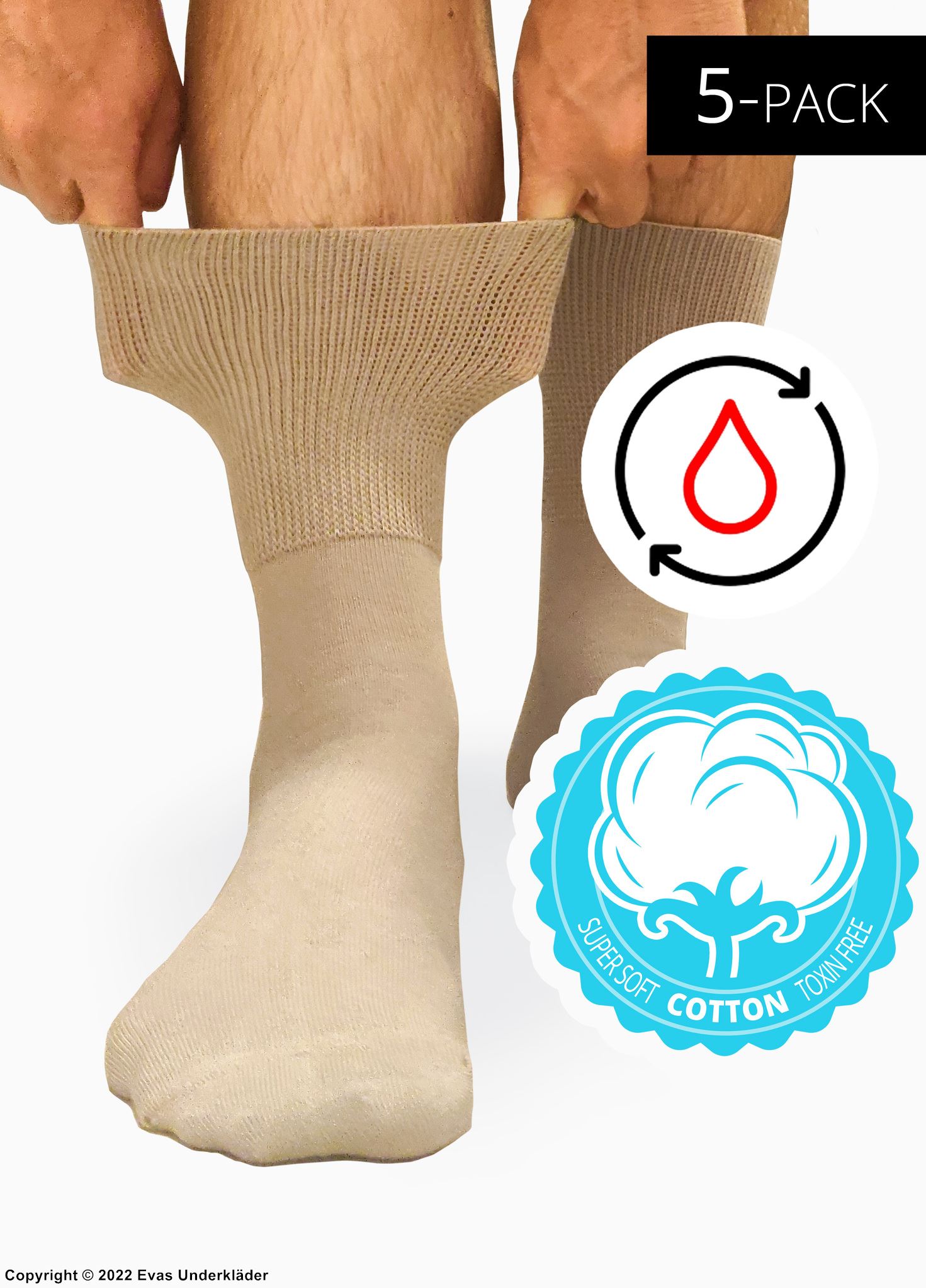 Comfort socks (unisex), cotton, gentle cuffs, 5-pack